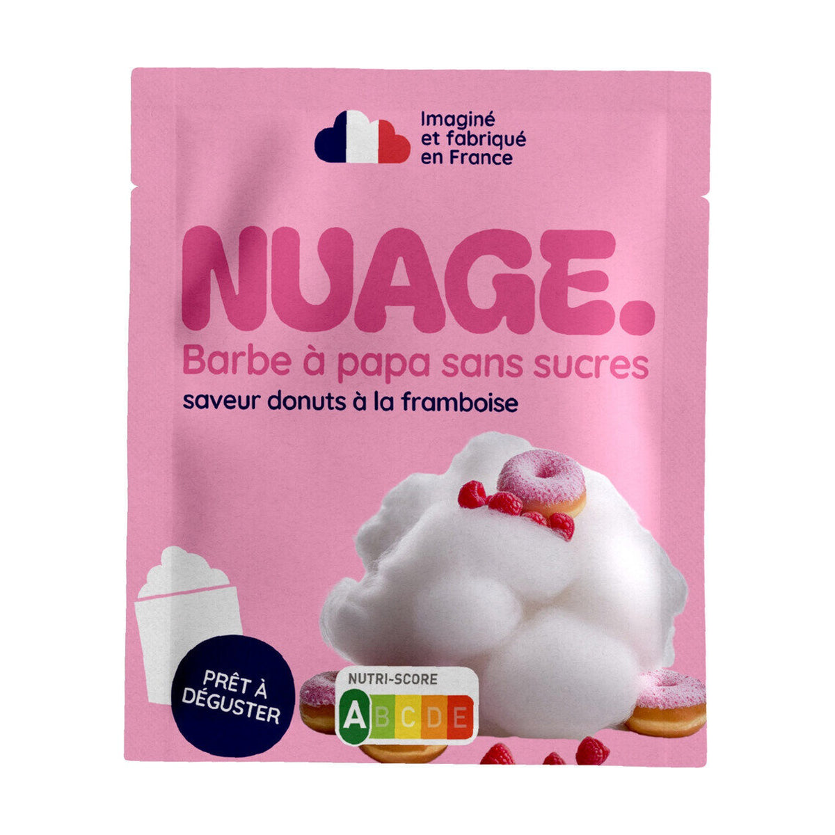 Nuage, barbe à papa sans sucres saveur donuts framboise