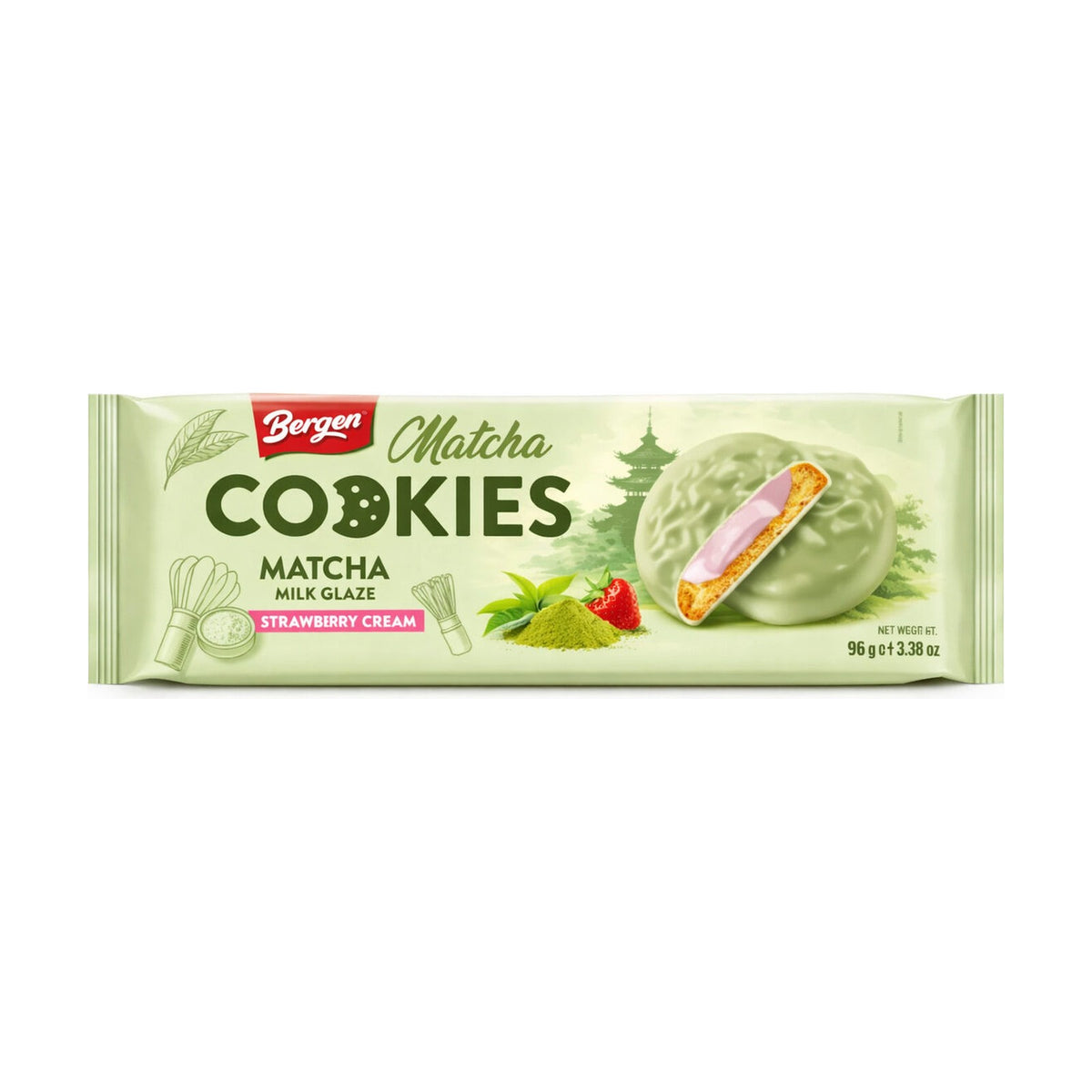 Bergen Cookies Matcha Milk Glaze Crème Fraise 96 g