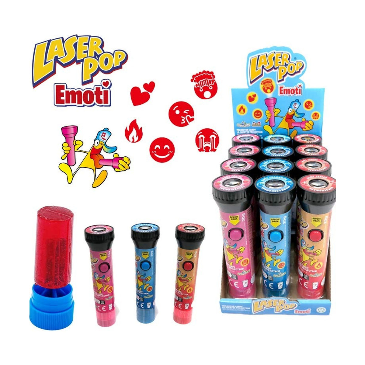 Laser Pop, sucette lumineuse (rose/bleu/rouge)