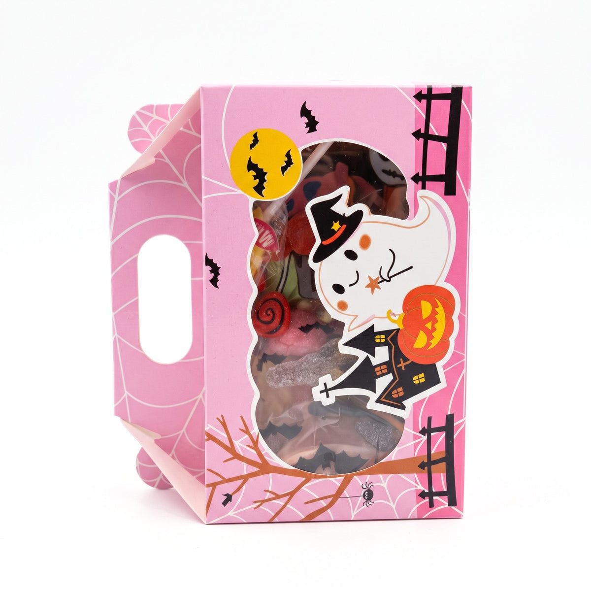 Sweet Vibes, Mini coffret Halloween garni de bonbons, boîte rose à fenêtre