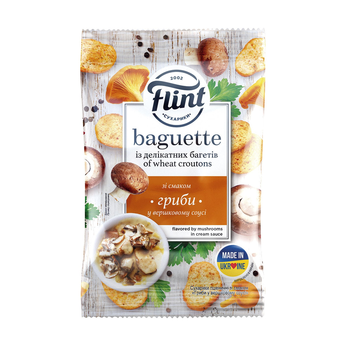 Flint, croûtons de baguette de blé saveur champignons sauce crème 60 g