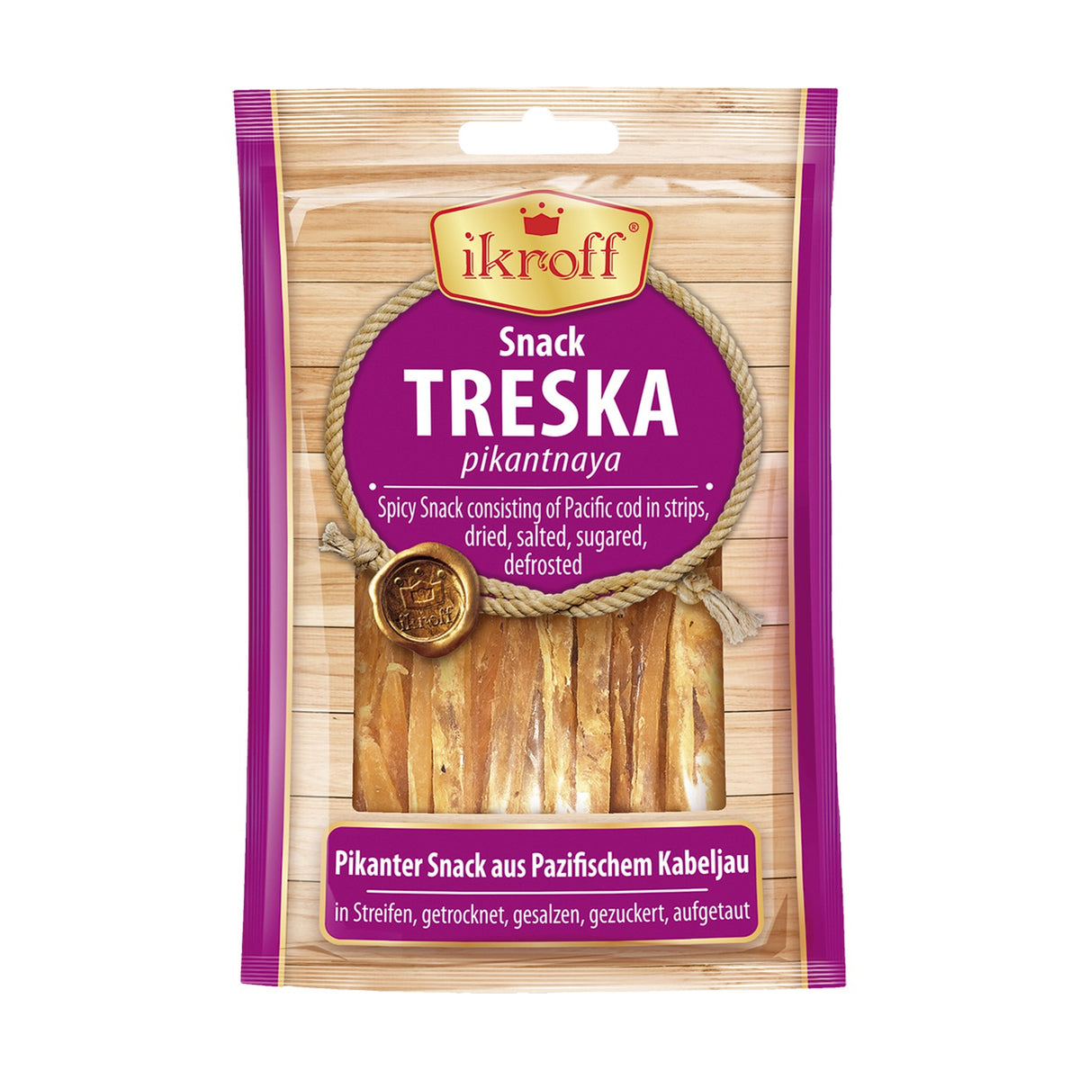Ikroff, snack de cabillaud du Pacifique en lanières épicé 36 g