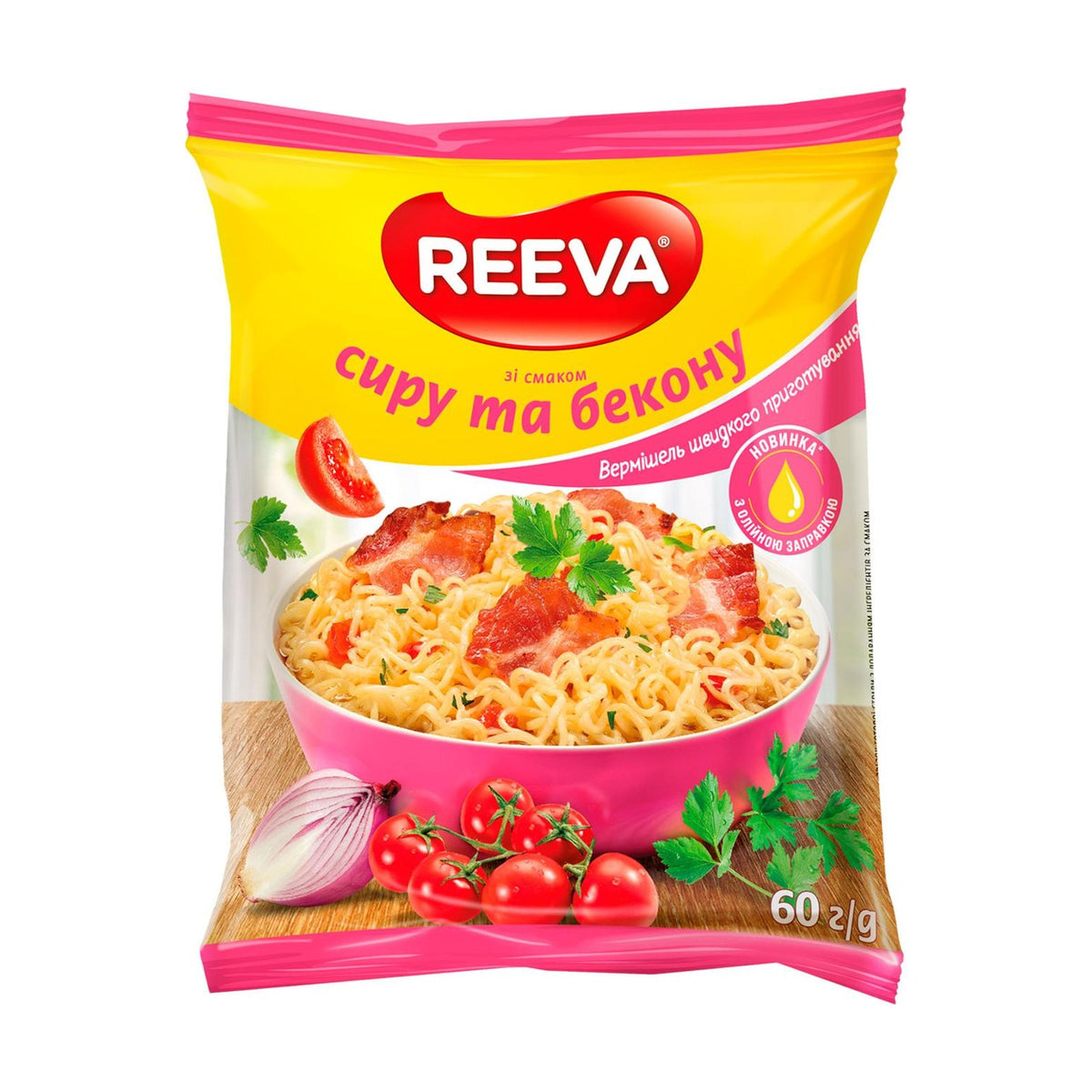 Reeva, Nouilles instantanées saveur fromage et bacon 60 g
