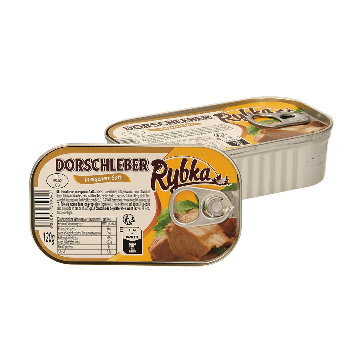 Rybka, foie de morue dans son propre jus 120 g