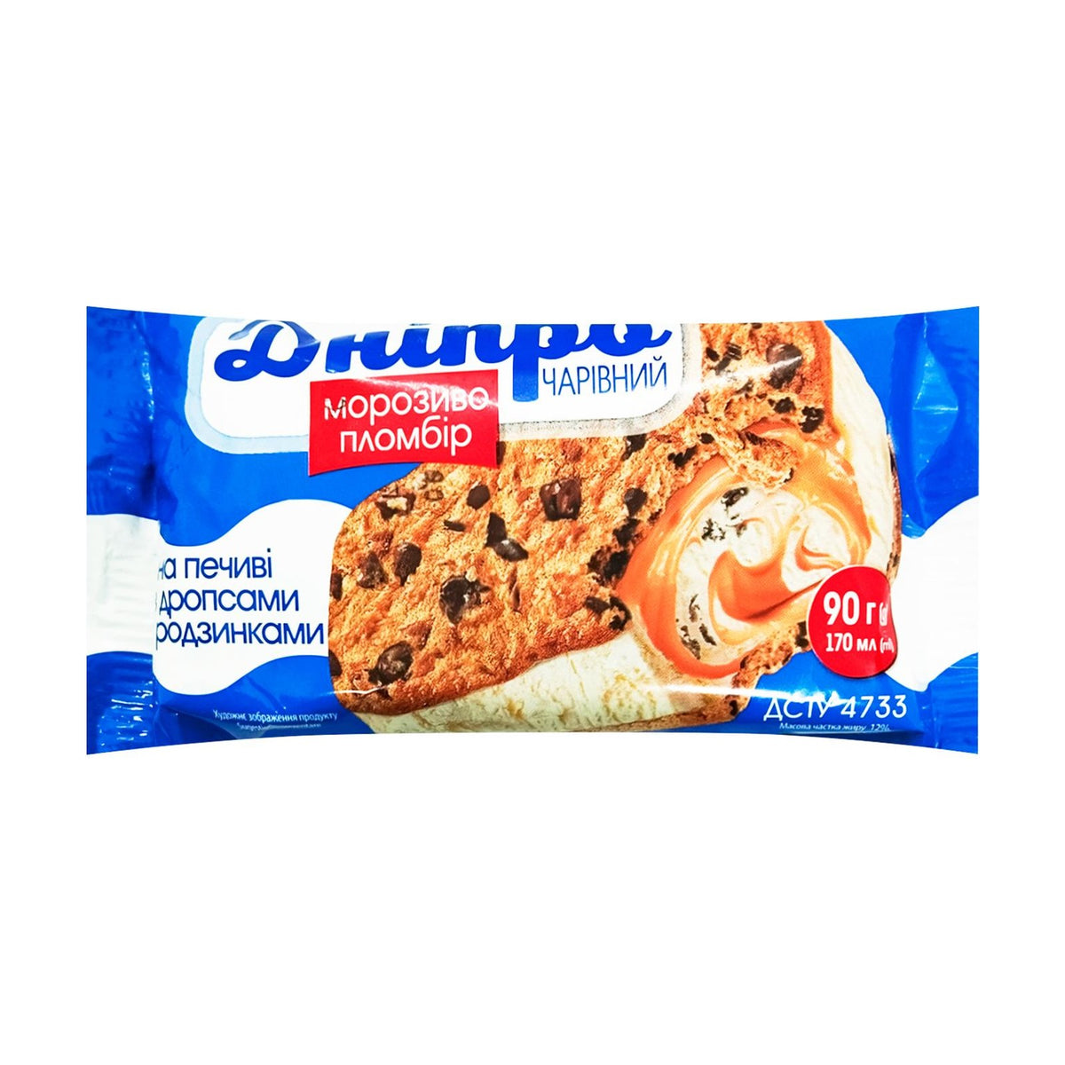 Dnipro Charivnyi, glace sandwich biscuit pépites et raisins secs