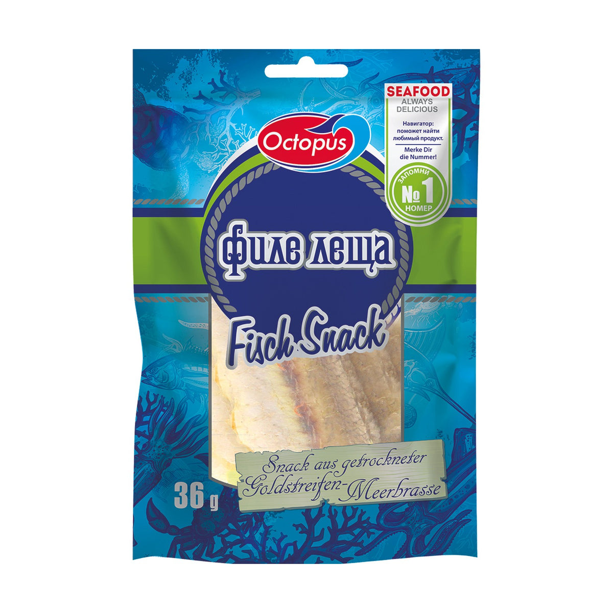 Octopus, Snack de poisson séché, filet de brème 36 g